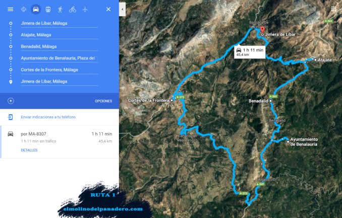 el molino del panadero ruta 1 coche